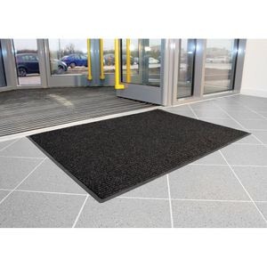 Covor intrare Coba, Toughrib, 0.6 x 0.9 m, foarte rezistent, retine murdaria si umezeala, gri/negru