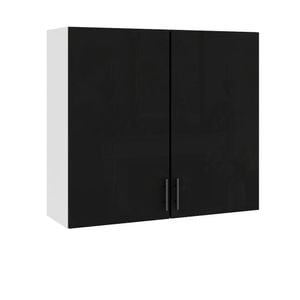 Corp superior de bucatarie Sani Glamur, 80x30x72 cm, negru lucios