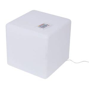 Taburet tip cub iluminat LED PROCART, 40x40 cm, 16 culori, 4 moduri, control telecomanda