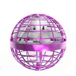 Minge zburatoare RoveZone, cu LED-uri, tip OZN/drona, incarcare cu usb, roz