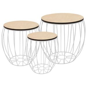 Set masuta de cafea VIDAXL, fier, placaj lemn de plop, 3 buc.