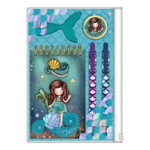 Caiet Gorjuss Deep Secrets, cu accesorii, radiera, pix, creion mecanic, Turcoaz