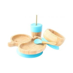 Set hranire din bambus Eco Rascals Ratusca, albastru