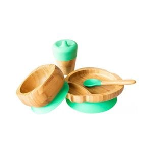 Set hranire din bambus Eco Rascals Buburuza, verde
