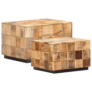 Set mese de cafea VIDAXL, 2 persoane, Lemn, 50 x 50 x 35 cm, Maro