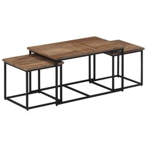 Set mese de cafea suprapuse VIDAXL 3 buc, 2 persoane, Lemn, 45 x 76 x 42 cm, Maro