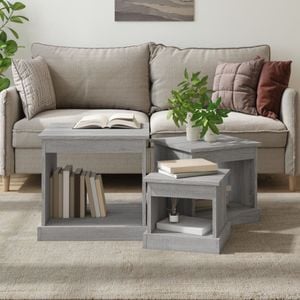 Set mese de cafea VIDAXL, 2 persoane, Lemn, 37 x 48 x 45 cm, Gri