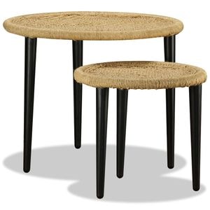 Set mese de cafea VIDAXL, 2 persoane, Lemn, 59 x 59 x 47 cm, Bej