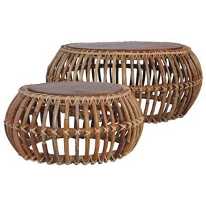 Set mese de cafea VIDAXL, 2 persoane, Lemn, 50 x 70 x 30 cm, Maro