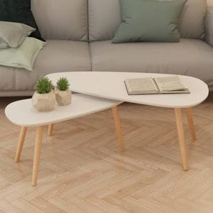 Set mese de cafea VIDAXL, 2 persoane, Lemn, 50 x 100 x 40 cm, Alb
