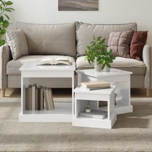 Set mese de cafea VIDAXL, 2 persoane, Lemn, 45 x 48 x 45 cm, Alb