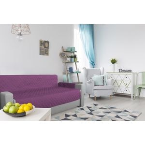 Husa matlasata cu doua fete Alcam, pentru canapea 3 locuri, Purple/ Vanila