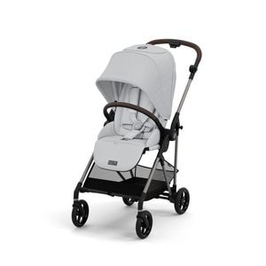 Carucior sport Cybex, Melio, Ultra-usor, Reversibil, Cu insert pentru nou-nascut, Cu capotina Supreme XXL, 0-36 luni, Fog Grey