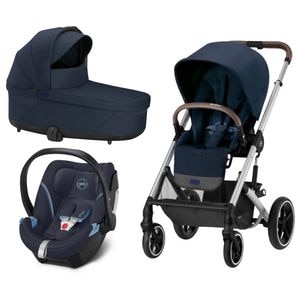 Carucior 3 in 1 Cybex, Balios S Lux SLV, Reversibil, Cu landou, Cu scoica auto Aton S2 I-Size, Pana la 22 Kg, Ocean Blue
