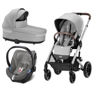 Carucior 3 in 1 Cybex, Balios S Lux, Reversibil, Reglabil, Cu parte sport, landou, scoica auto Aton S2 I-Size, Pana la 22 Kg, Lava Grey