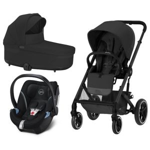 Carucior 3 in 1 Cybex, Balios S Lux, Reversibil, Reglabil, Cu parte sport, landou, scoica auto Aton S2 I-Size, Pana la 22 Kg, Moon Black