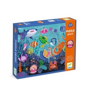 Puzzle gigant Aventuri in mare, Djeco, 50 x 70 cm, 24 de piese + 8 piese cu forme texturate