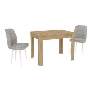 Set Masa haaus Zeta, Stejar Artisan, 2 Scaune, Gri/Alb, 102 x 69 x 75 cm