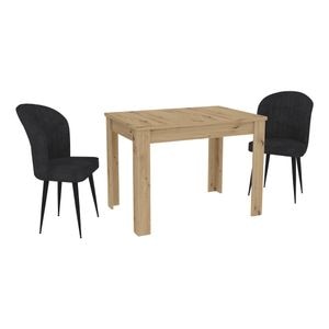 Set Masa haaus Zeta, Stejar Artisan, 2 Scaune, Negre, 102 x 69 x 75 cm