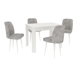 Set Masa haaus Zeta, Alb, 4 Scaune, Gri/Alb, 102 x 69 x 75 cm