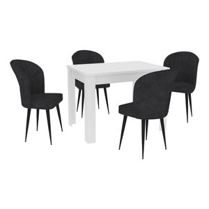 Set Masa haaus Zeta, Alb, 4 Scaune, Negre, 102 x 69 x 75 cm