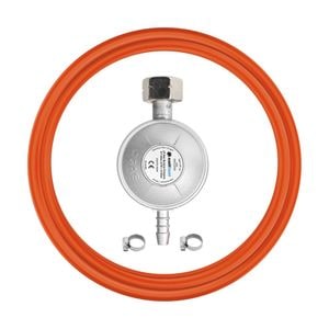 Set de Conexiuni pentru Propan-Butan Cellfast, Ideal pentru Butelii de Gaz, Cuprinde Reductor, Obezi si Furtun 1,5 m