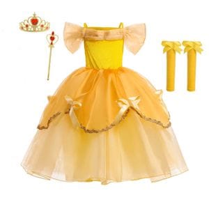 Costum carnaval fete, Belle cu accesorii si manusi cu fundite, 7-8 ani