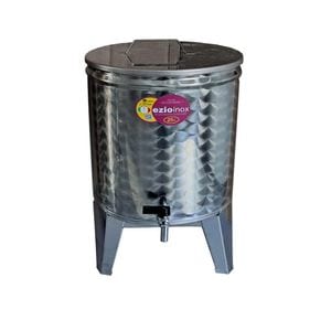 Butoi, confectionat din inox, forma cilindrica, robust, rezistent, cu capac, robinet si picioare, 300 x 530 mm, 25 litri