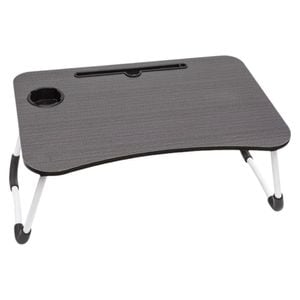 Masuta plianta cu blat din MDF melaminat HouseXL Mini Folding Table, Dimensiuni 60X40 cm, Pentru laptop si mic dejun, Blat 18mm, Picioare emailate, Pliabila, Gri Antracit