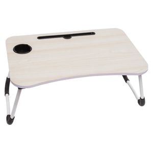 Masuta plianta cu blat din MDF melaminat HouseXL Mini Folding Table, Dimensiuni 60X40 cm, Pentru laptop si mic dejun, Blat 18mm, Picioare emailate, Pliabila, Natur