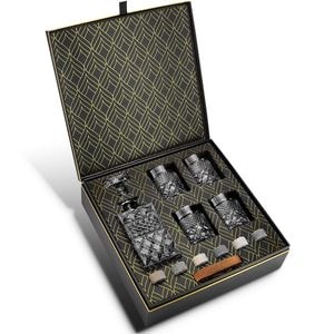 Set cadou whisky cu sticla, 4 pahare si cuburi de granit