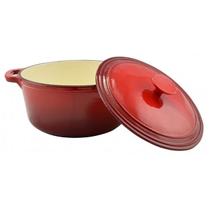 Cratita fonta emailata, cu capac, 26cm