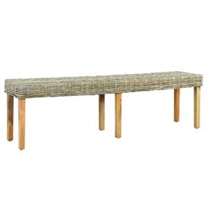 Banca VIDAXL, ratan kubu natural + lemn masiv de mango, 160 x 35 x 45 cm, Maro