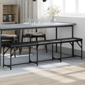 Banca de bucatarie VIDAXL, otel + textil, 186 x 32 x 45 cm, Negru