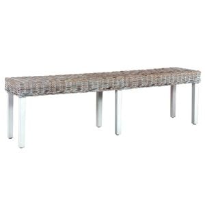 Banca VIDAXL, ratan kubu natural + lemn masiv de mango, 160 x 35 x 45 cm, Alb