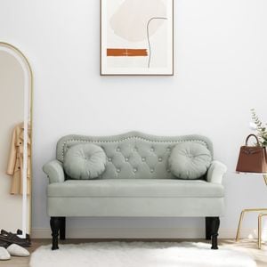 Bancheta cu perne VIDAXL, catifea, 120 x 65 x 75 cm, gri