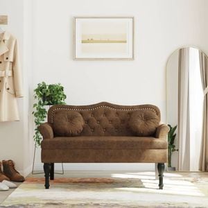 Bancheta cu perne VIDAXL, piele ecologica, 120 x 65 x 75 cm, maro