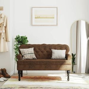 Bancheta cu spatar VIDAXL, piele ecologica, 119 x 64 x 75 cm, maro