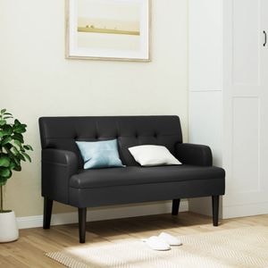 Bancheta cu spatar VIDAXL, piele ecologica, 112 x 65 x 75 cm, negru