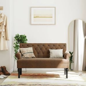 Bancheta cu spatar VIDAXL, piele ecologica, 120 x 62 x 75 cm, maro