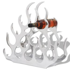 Suport sticle de vin VIDAXL, pentru 11 sticle, argintiu, aluminiu, 61 x 14 x 53 cm