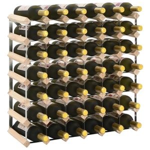 Suport sticle de vin VIDAXL, pentru 42 sticle, lemn masiv de pin, 61 x 22.5 x 61 cm, bej
