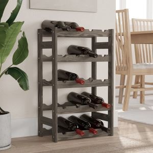 Suport sticle de vin VIDAXL, 20 sticle, gri, lemn masiv de pin, 70 x 25 x 70 cm