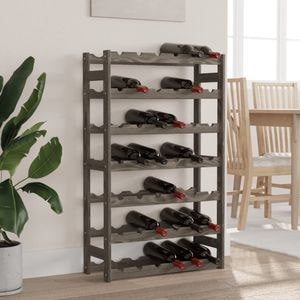 Suport sticle de vin VIDAXL, 42 sticle, gri, lemn masiv de pin, 62 x 25 x 102 cm