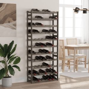 Suport sticle de vin VIDAXL, 77 sticle, gri, lemn masiv de pin, 72 x 25 x 25 cm