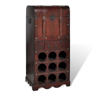 Suport sticle de vin VIDAXL, pentru 9 sticle, lemn, spatiu de depozitare, rosu, 40 x 27 x 79 cm