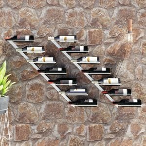 Suport sticle de vin VIDAXL, de perete, 7 sticle, 2 buc, metal, 88 x 8 x 72 cm, alb