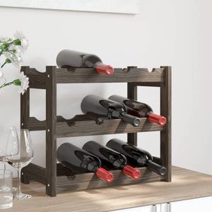 Suport sticle de vin VIDAXL, 12 sticle, gri, lemn masiv de pin, 43 x 25 x 38 cm