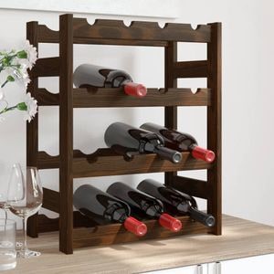 Suport sticle de vin VIDAXL, 16 sticle, maro, lemn masiv de pin, 43 x 25 x 54 cm