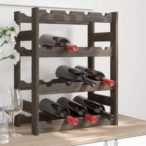 Suport sticle de vin VIDAXL, 16 sticle, gri, lemn masiv de pin, 43 x 25 x 54 cm